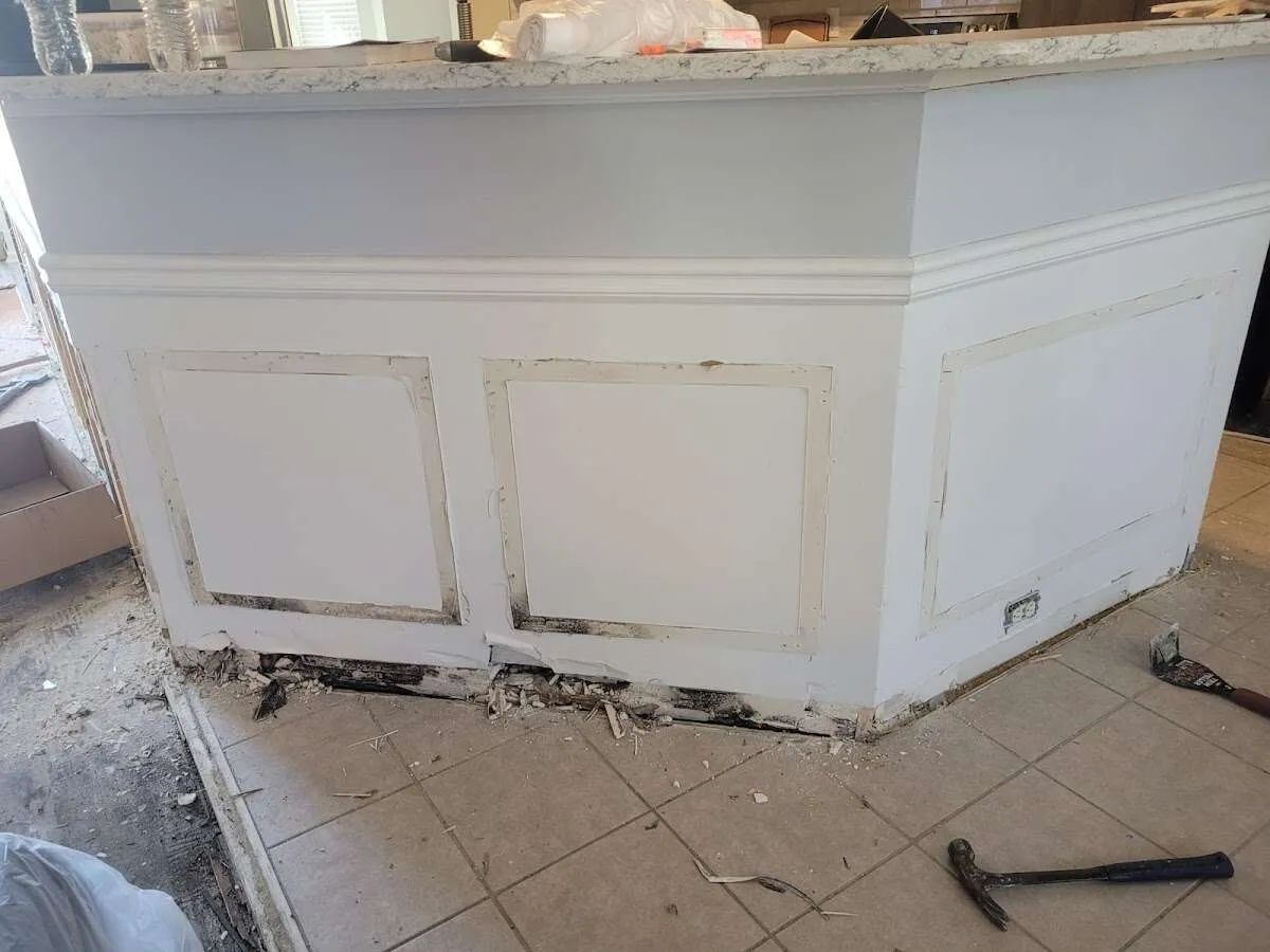 Water damage and mold on kitchen during Storm Damage Restoration in Whitehall